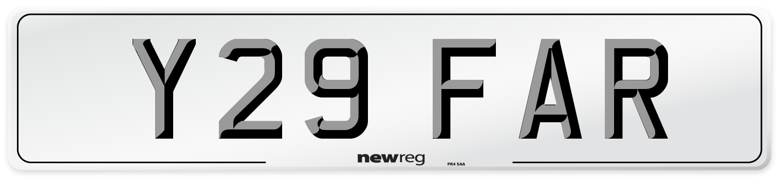 Y29 FAR Number Plate from New Reg
